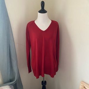 Loft V-Neck Tunic Sweater Ruby Rust Size Small New With Tags